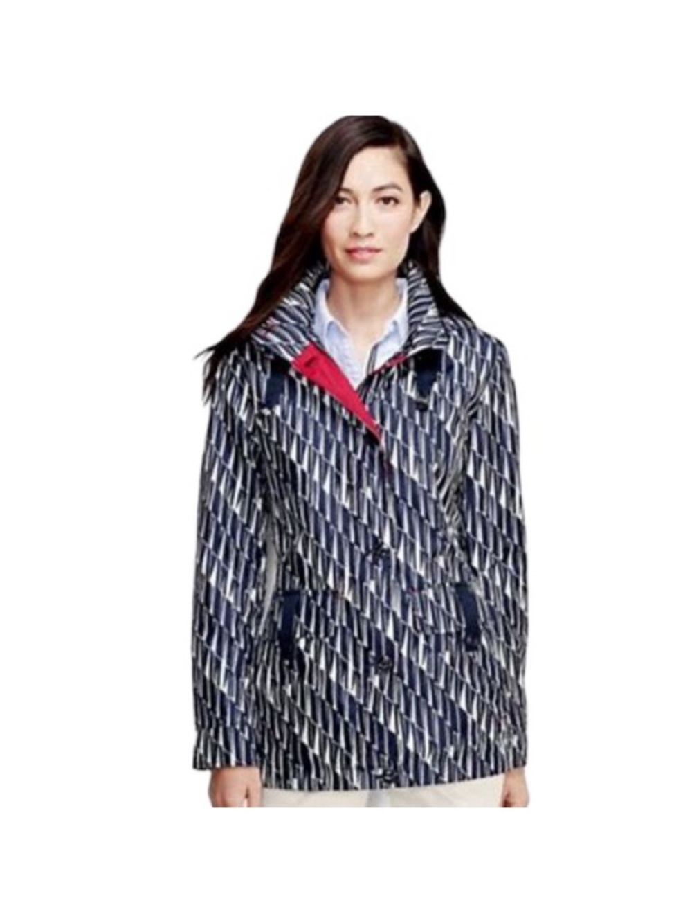 Lands’ End Women’s Hooded Rain Jacket Windbreaker - Size L - Storm Raker - Picture 2 of 15